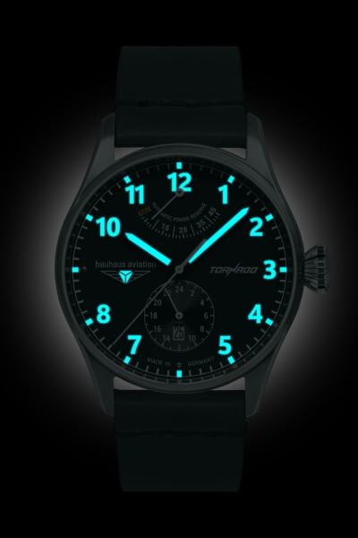 Bauhaus Aviation Herrenuhr Automatik mit Gangreserveanzeige und Lederarmband